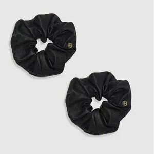 NEW - ANINE BING Black Leather hair Scrunchies (2)